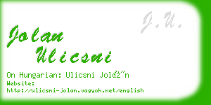 jolan ulicsni business card